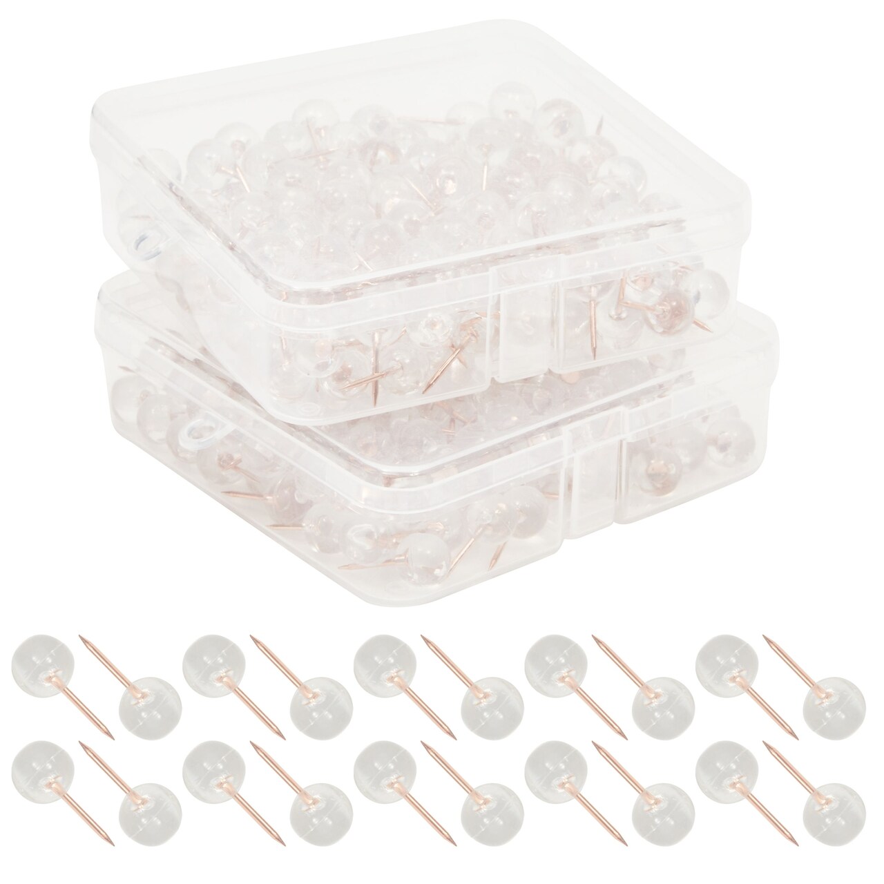 300 count Cute Decorative Clear Push Pins for Cork Bulletin Boards, Rose  Gold Thumb Tacks for Wall Hangings, 1/3 in.